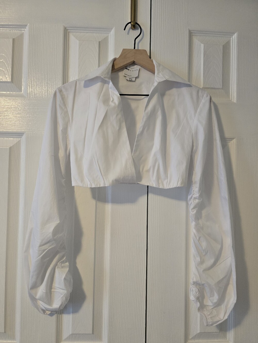 ASOS White Cropped Collared Blouse